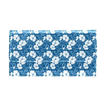 Hibiscus Blue Flower Hawaiian Print Women's Trifold Wallet