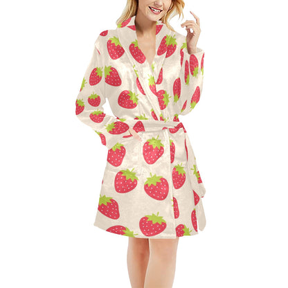Strawberry Pattern Print Design SB02 Women's Fleece Robe
