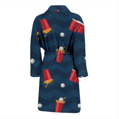 Beer Pong Pattern Print Design 01 Men Bathrobe-JORJUNE.COM