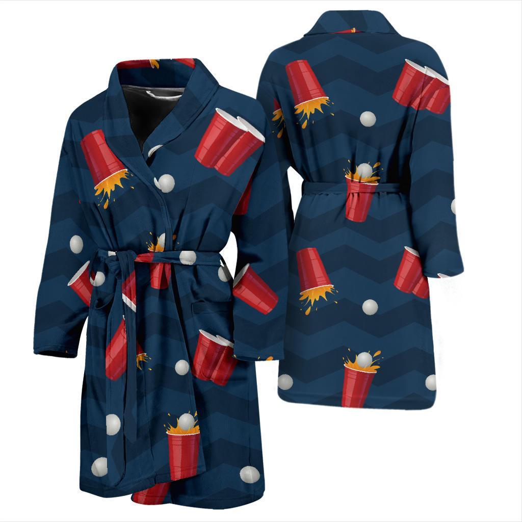 Beer Pong Pattern Print Design 01 Men Bathrobe-JORJUNE.COM