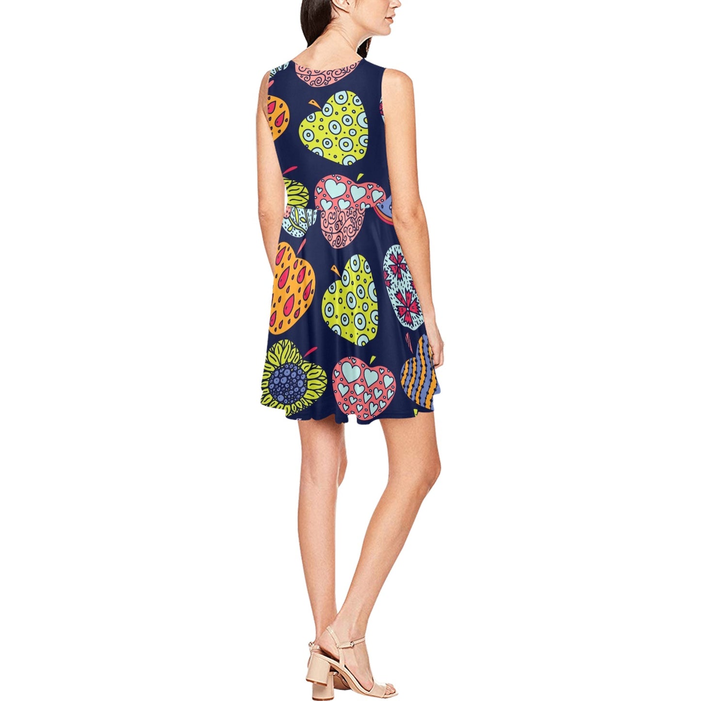 Apple Pattern Print Design AP05 Sleeveless Dress