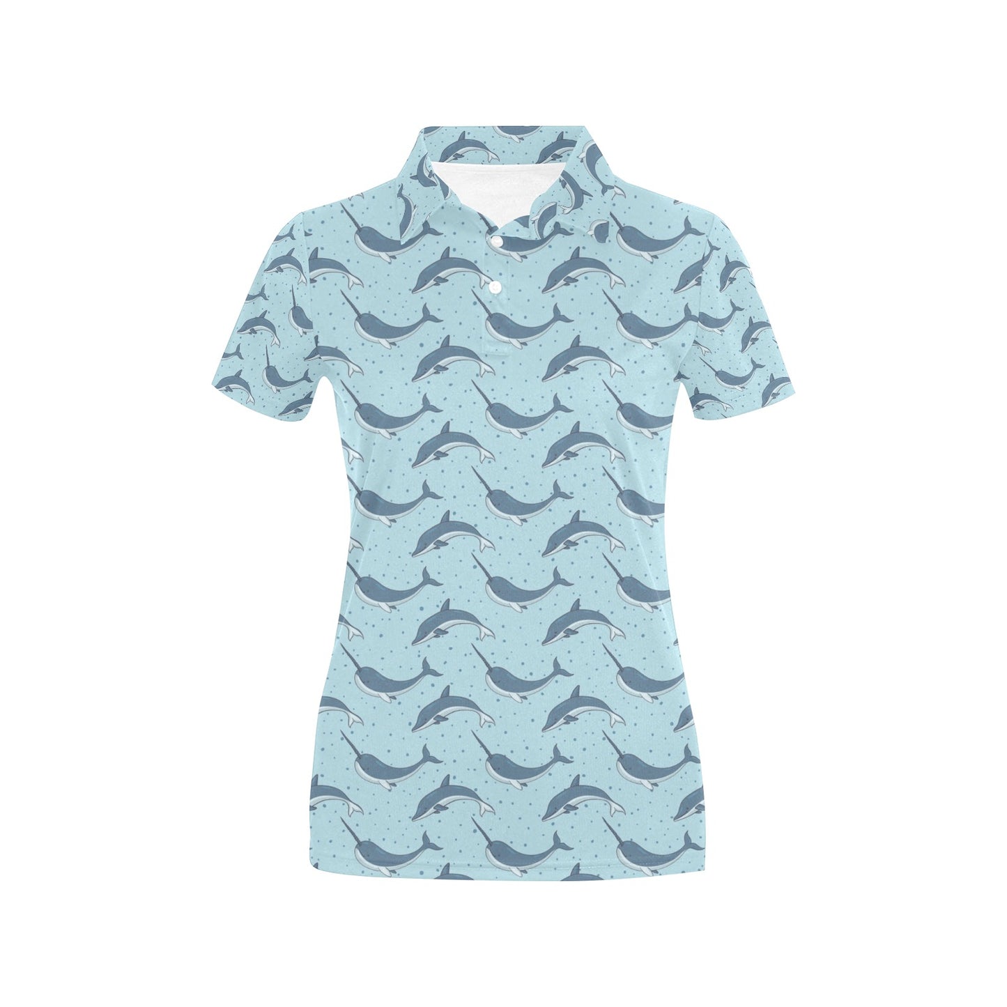 Narwhal Dolphin Print Women's Polo Shirt