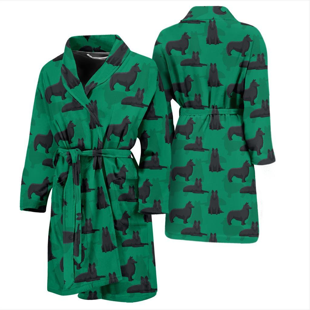 Belgian Sheepdog Pattern Print Design 01 Men Bathrobe-JORJUNE.COM