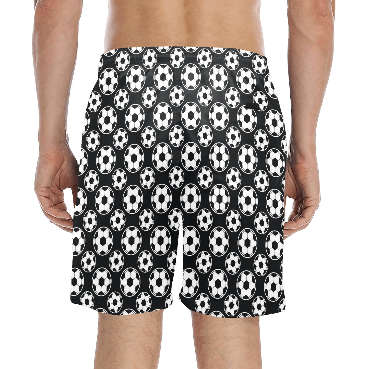 Soccer Ball Black Print Pattern Men's Swim Trunks Beach Shorts
