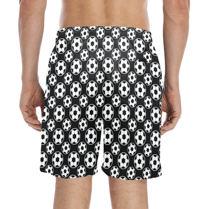 Soccer Ball Black Print Pattern Men's Swim Trunks Beach Shorts