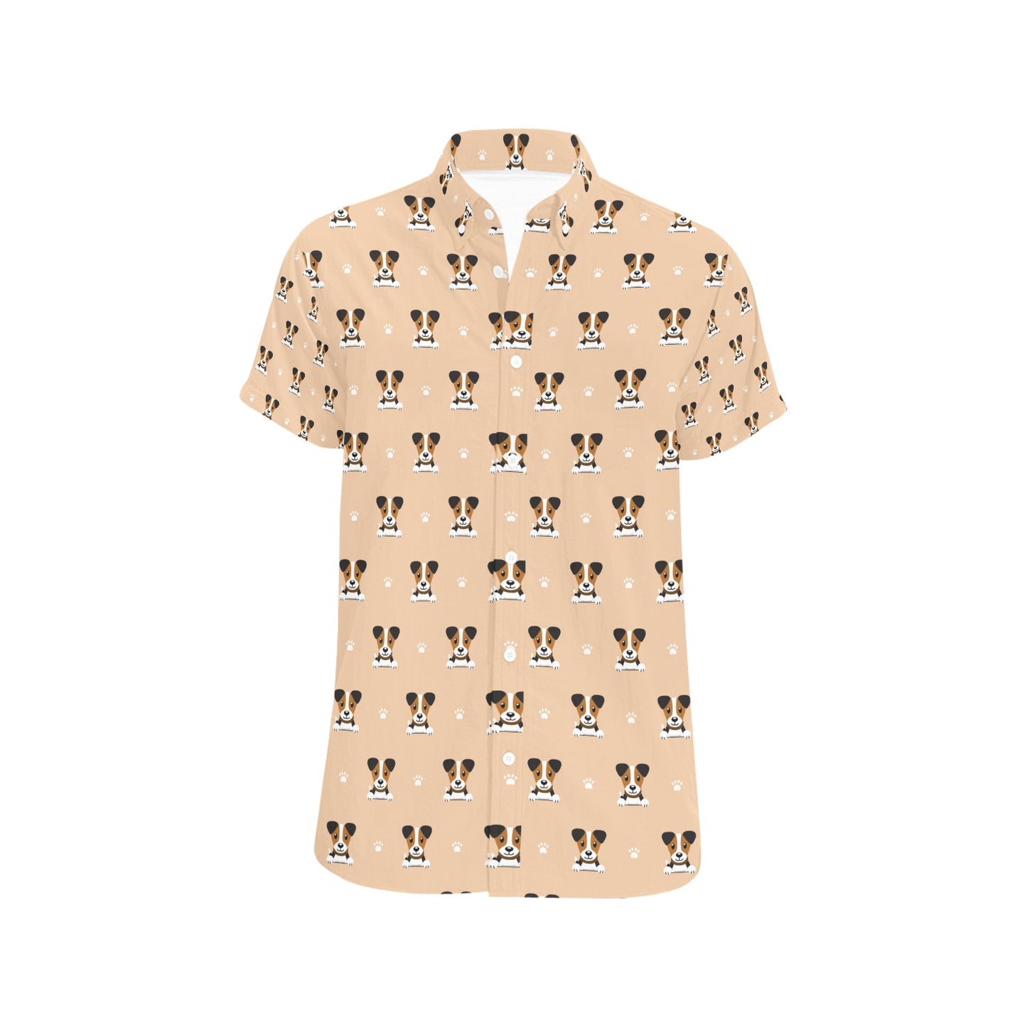Russell Terriers Print Design LKS3011 Men Short Sleeve Button Up Shirt