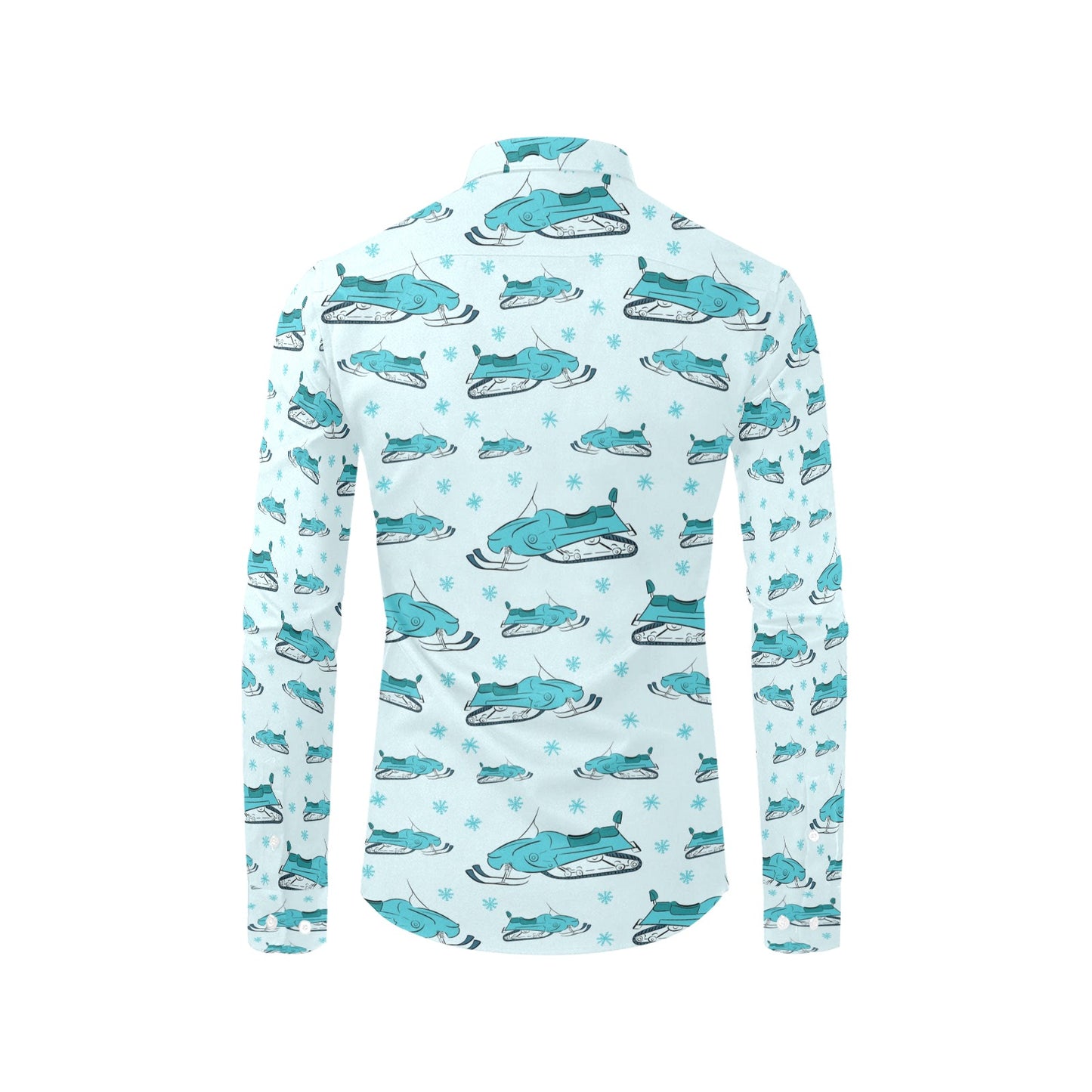 Snowmobile Print Design LKS301 Men's Long Sleeve Dress Shirt