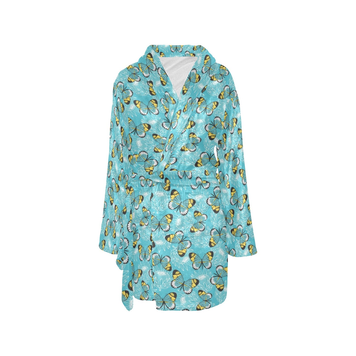 Butterfly Pattern Print Design 010 Women's Fleece Robe