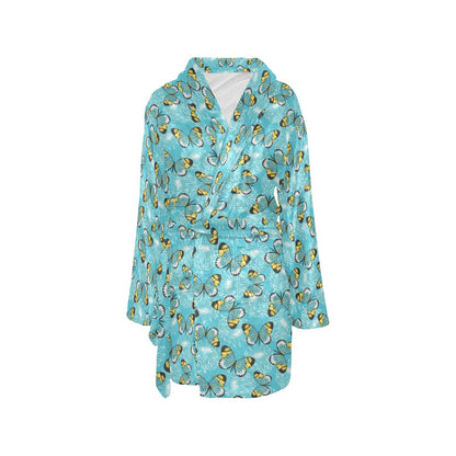 Butterfly Pattern Print Design 010 Women's Fleece Robe