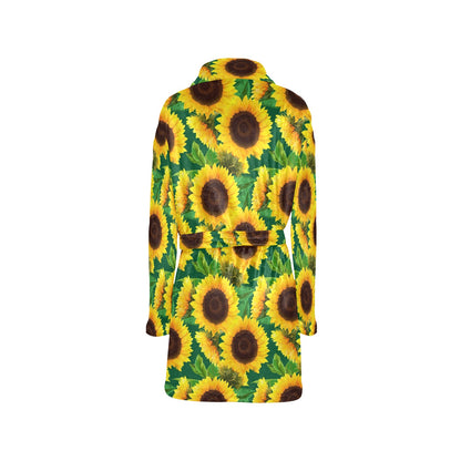 Sunflower Pattern Print Design SF02 Women's Fleece Robe