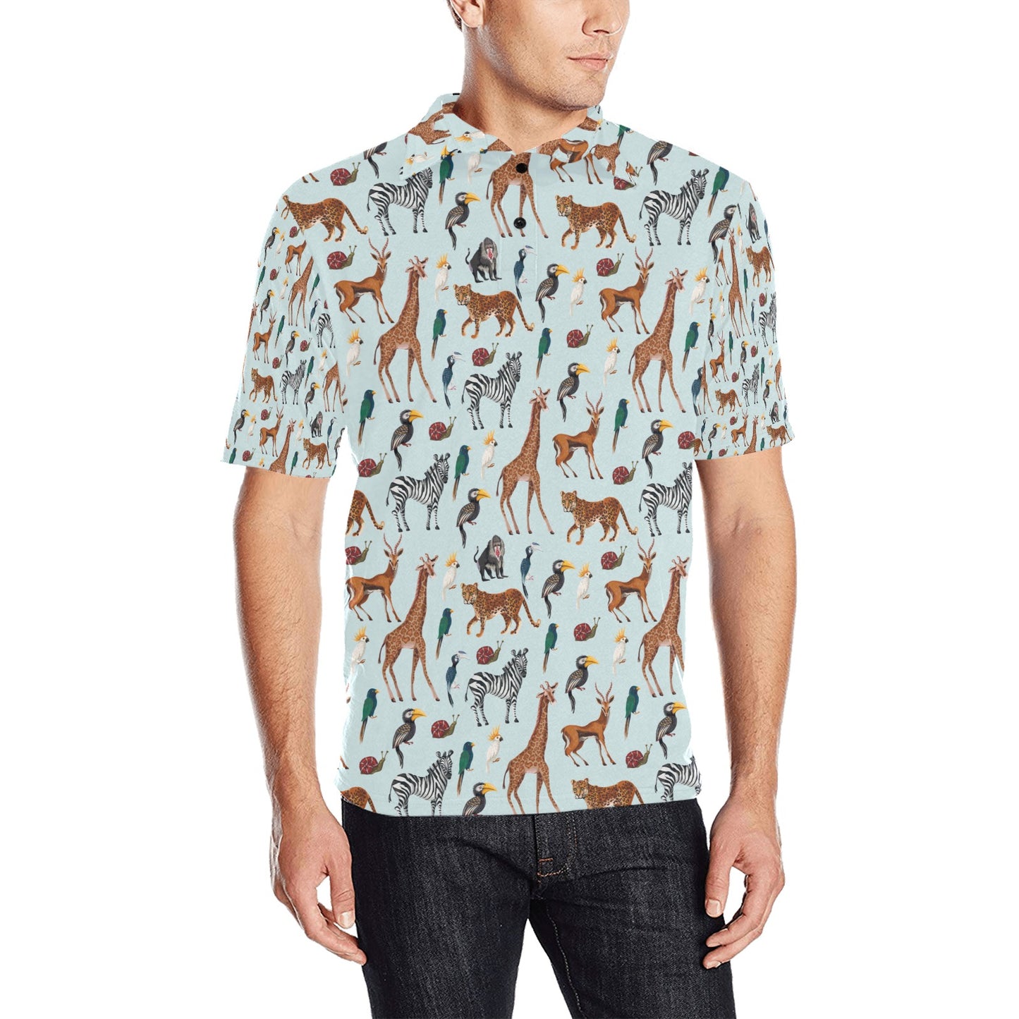 Safari Animal Print Design LKS306 Men Polo Shirt