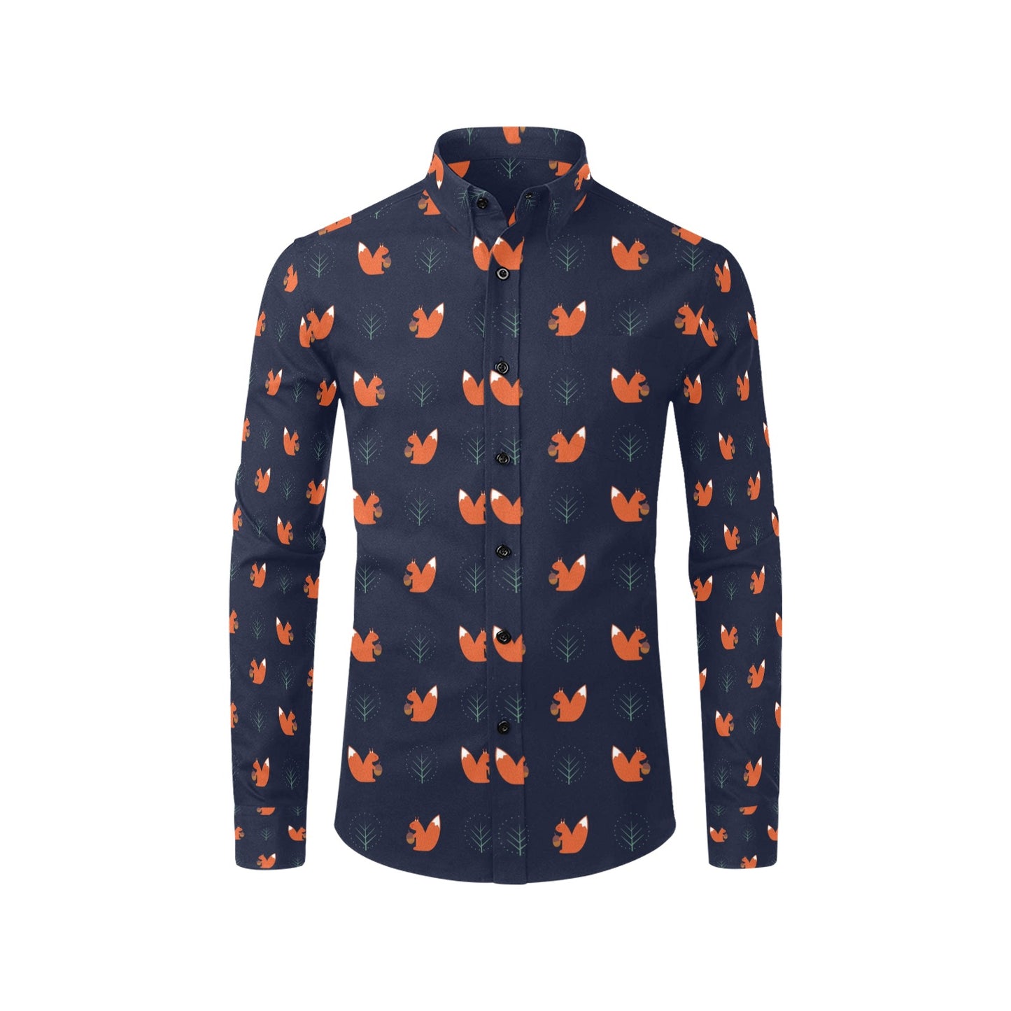 Squirrel Print Design LKS303 Men's Long Sleeve Dress Shirt