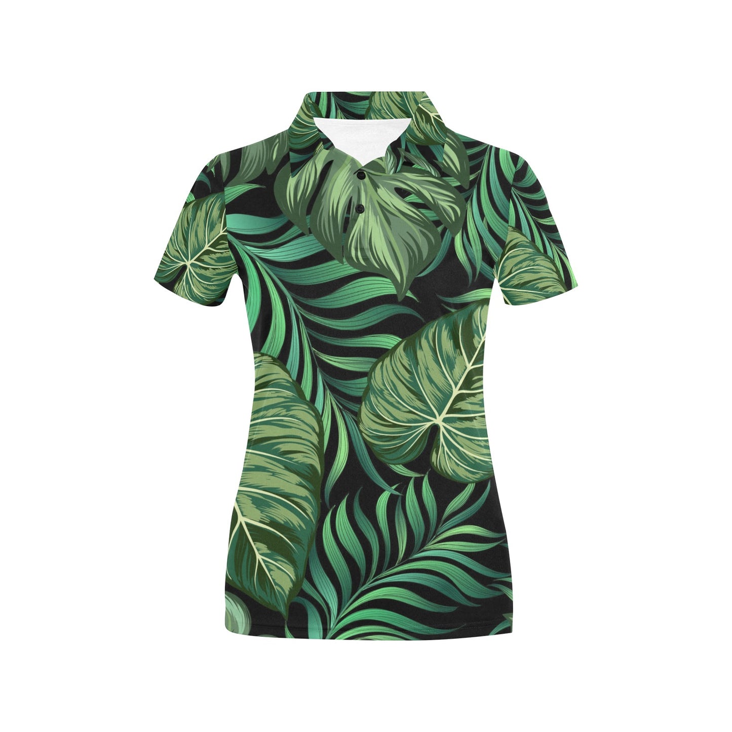 Green Fresh Tropical Palm Leaves Women's Polo Shirt