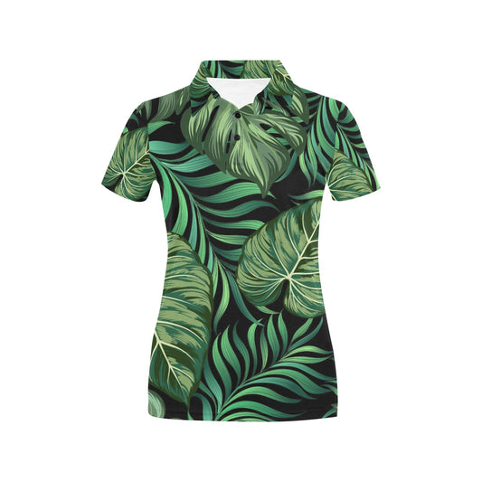 Green Fresh Tropical Palm Leaves Women's Polo Shirt