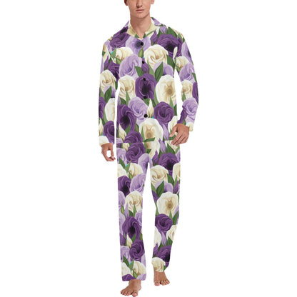 Lisianthus Pattern Print Design LT01 Men's Long Pajama Set