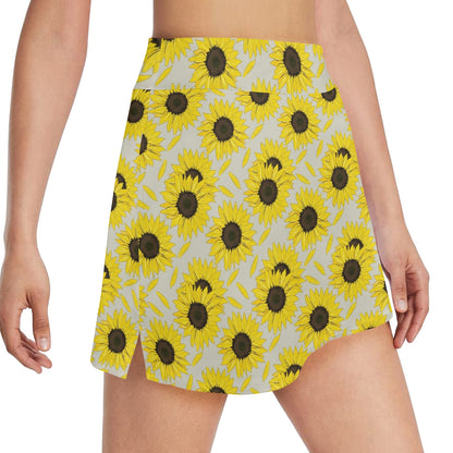 Sunflower Print Design LKS309 17" Golf & Pickleball Skort with Pockets