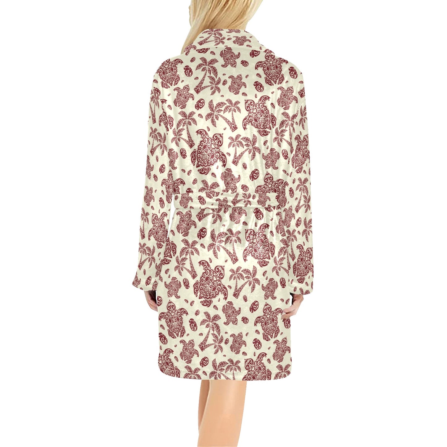 Polynesian Tattoo Turtle Themed Women's Fleece Robe