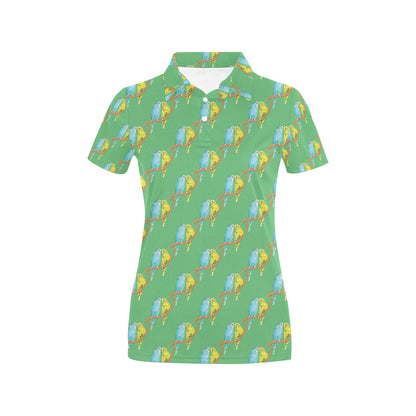 Budgerigar Pattern Print Design 01 Women's Polo Shirt