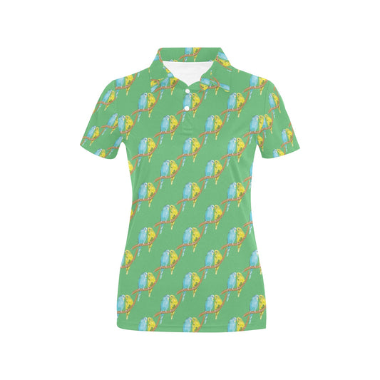 Budgerigar Pattern Print Design 01 Women's Polo Shirt