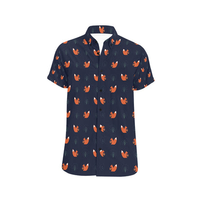 Squirrel Print Design LKS303 Men Short Sleeve Button Up Shirt