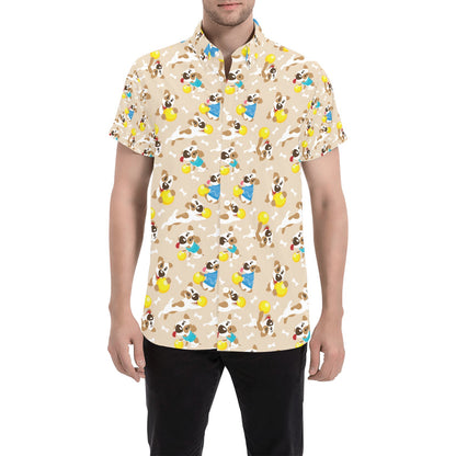 Russell Terriers Cute Print Design LKS304 Men Short Sleeve Button Up Shirt