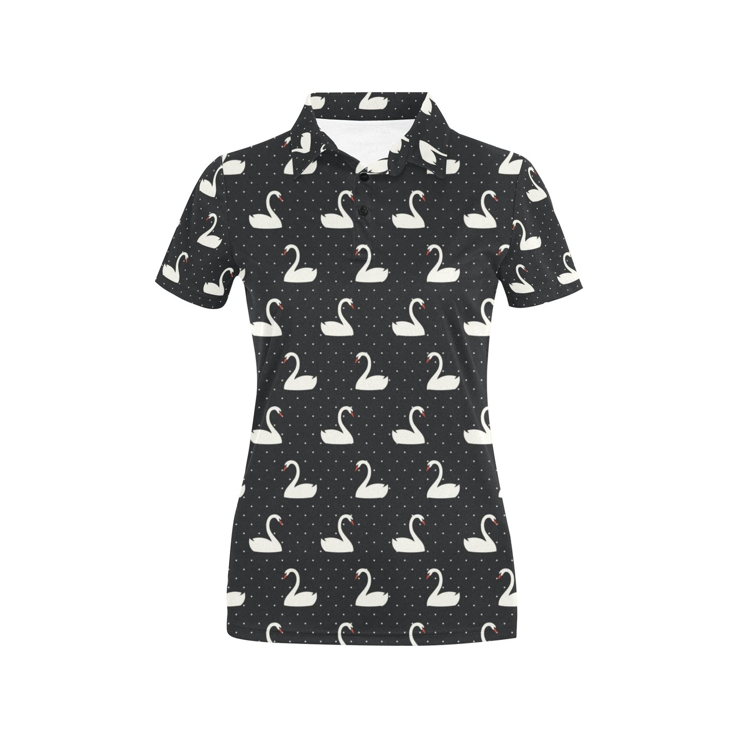 Swan Print Design LKS401 Women's Polo Shirt
