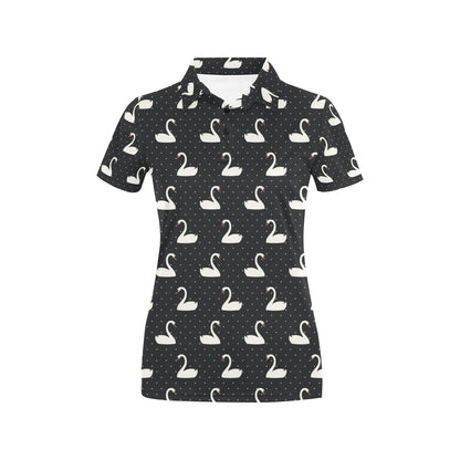 Swan Print Design LKS401 Women's Polo Shirt