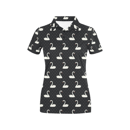 Swan Print Design LKS401 Women's Polo Shirt