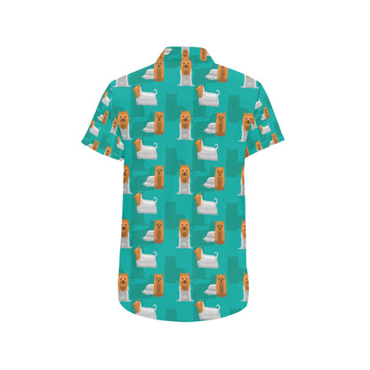 Silky Terriers Print Design LKS301 Men Short Sleeve Button Up Shirt