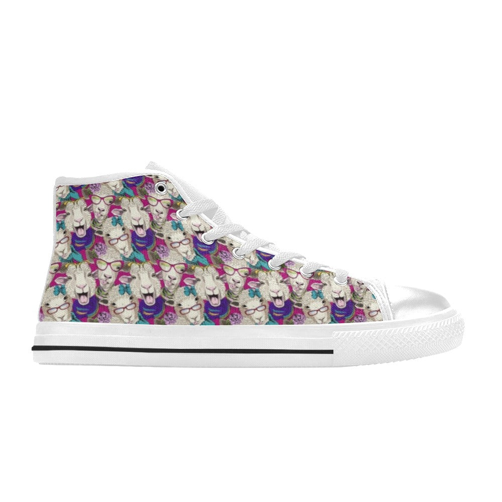 Sheep Print Design LKS403 Men's High Top Canvas Shoes