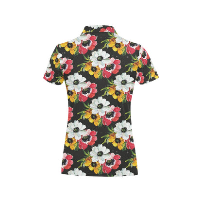 Anemone Pattern Print Design AM07 Women's Polo Shirt