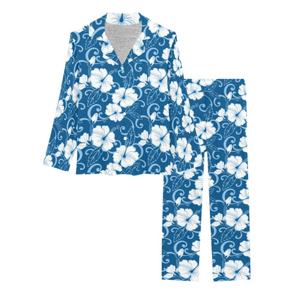Hibiscus Pattern Print Design HB03 Women's Long Pajama Set