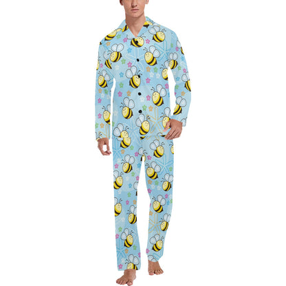 Bee Pattern Print Design BEE03 Men's Long Pajama Set