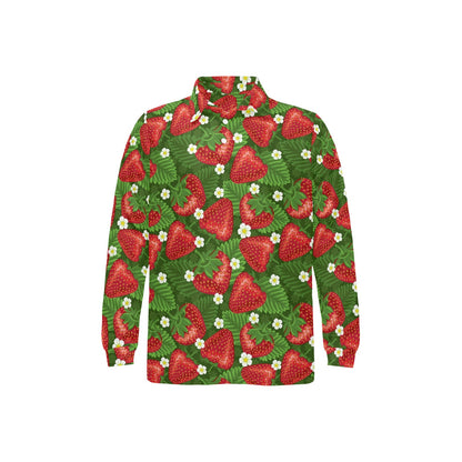 Strawberry Pattern Print Design SB05 Long Sleeve Polo Shirt For Men's