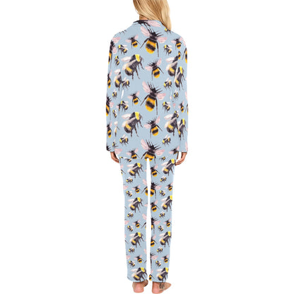 Bee Pattern Print Design BEE08 Women's Long Pajama Set
