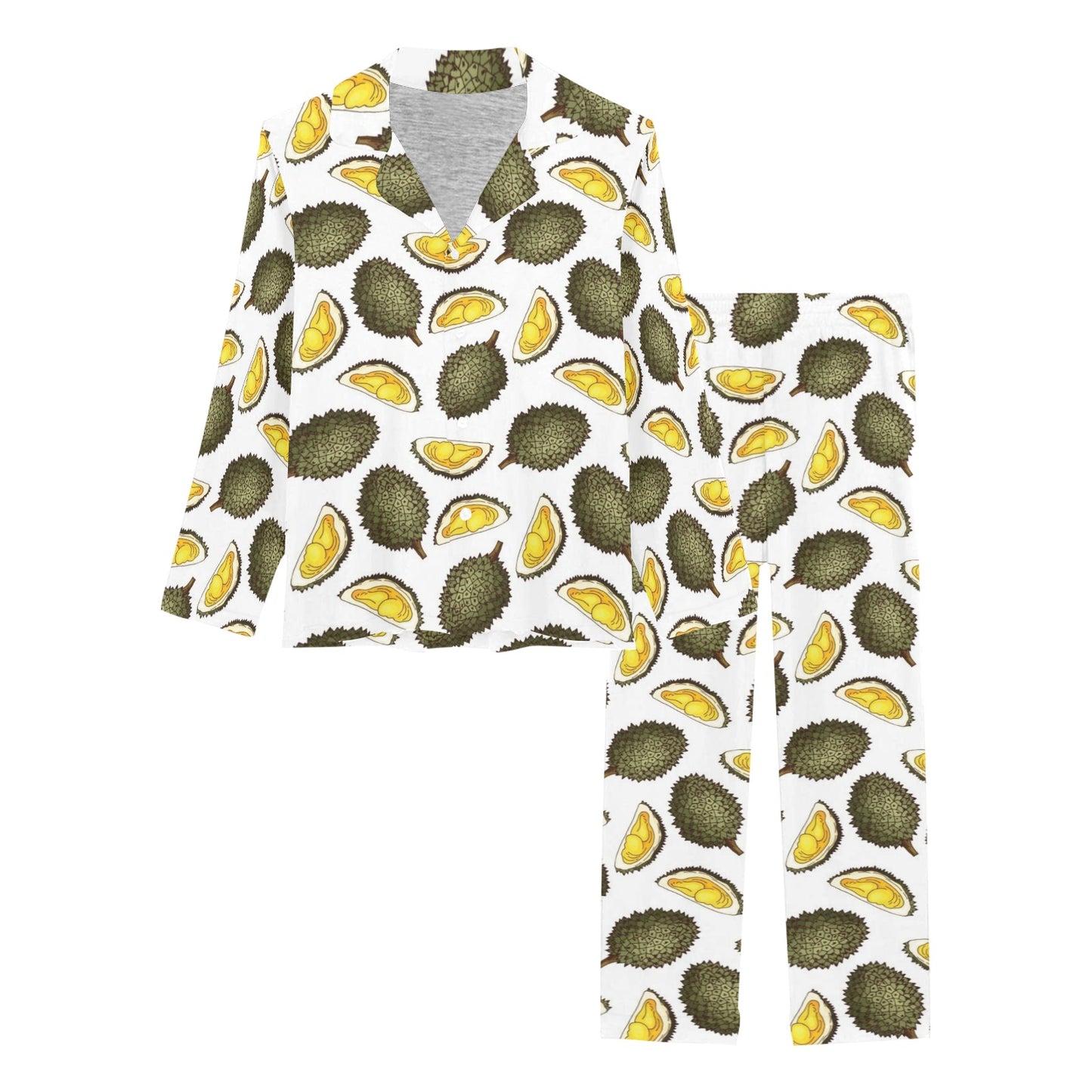 Durian Pattern Print Design DR03 Women's Long Pajama Set