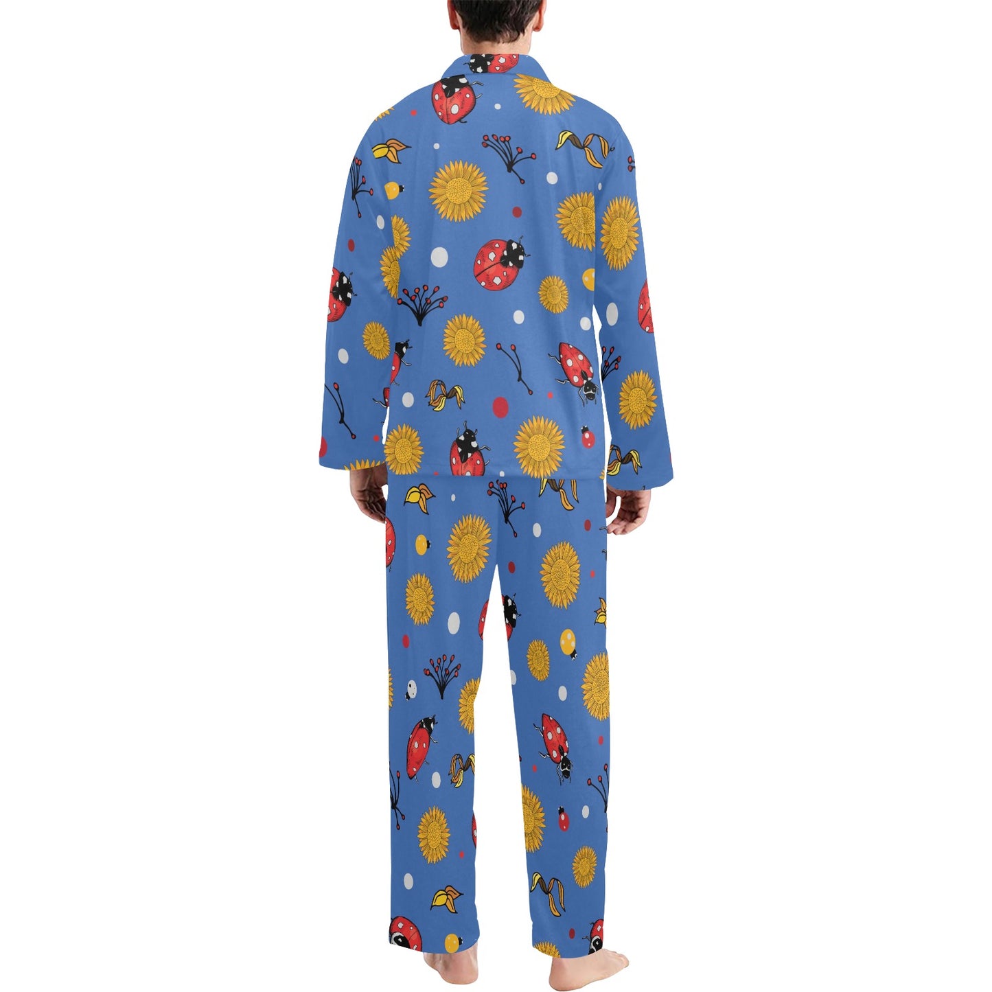 Ladybug Pattern Print Design 05 Men's Long Pajama Set