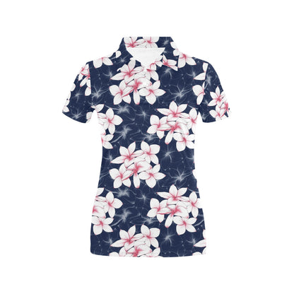 Plumeria Pattern Print Design PM017 Women's Polo Shirt