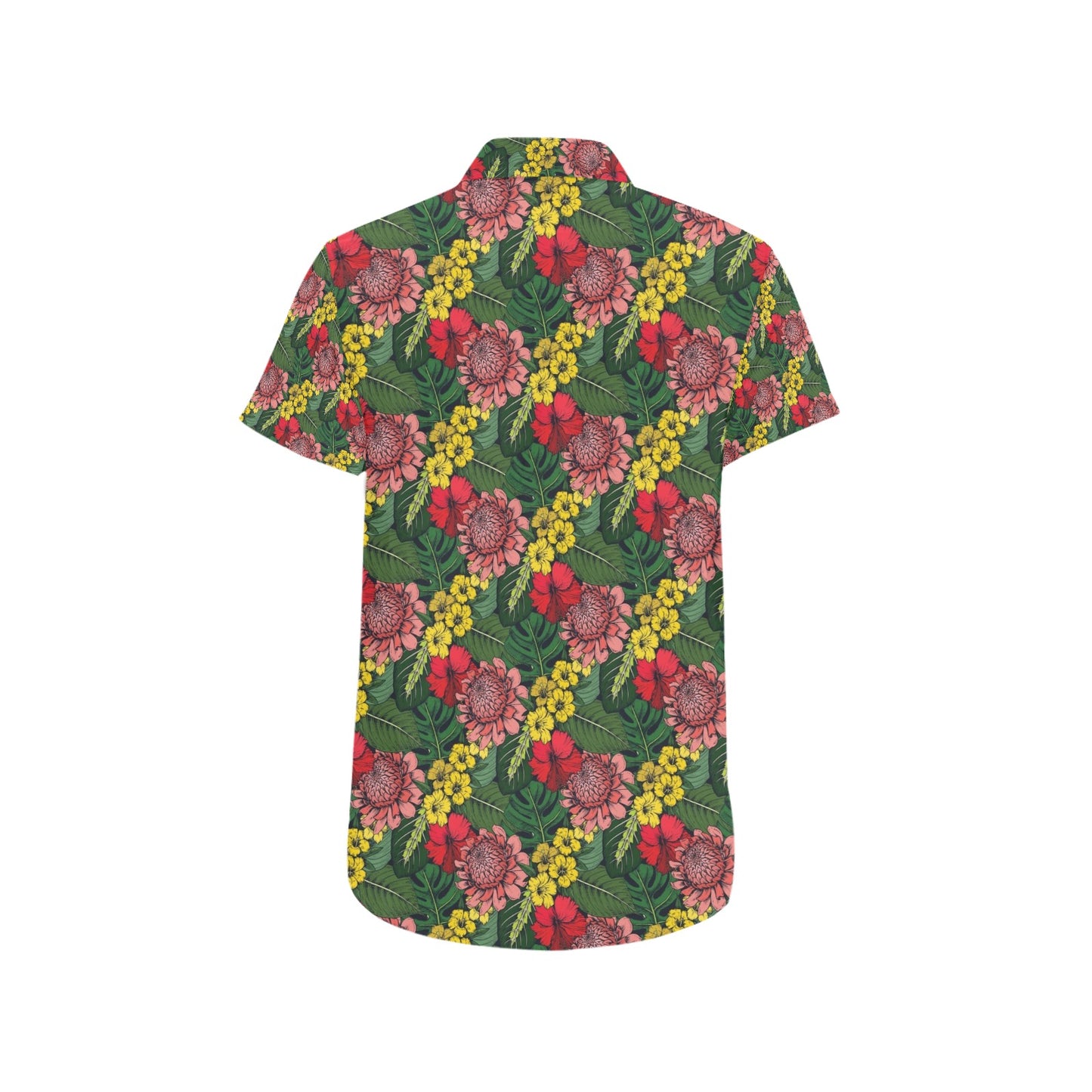 Summer Floral Print Design LKS305 Men Short Sleeve Button Up Shirt