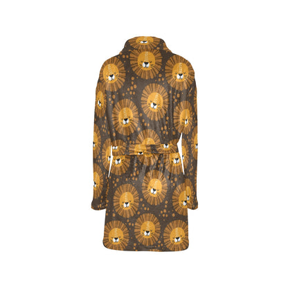 Lion Cartoon Pattern Print Design 01 Women's Fleece Robe