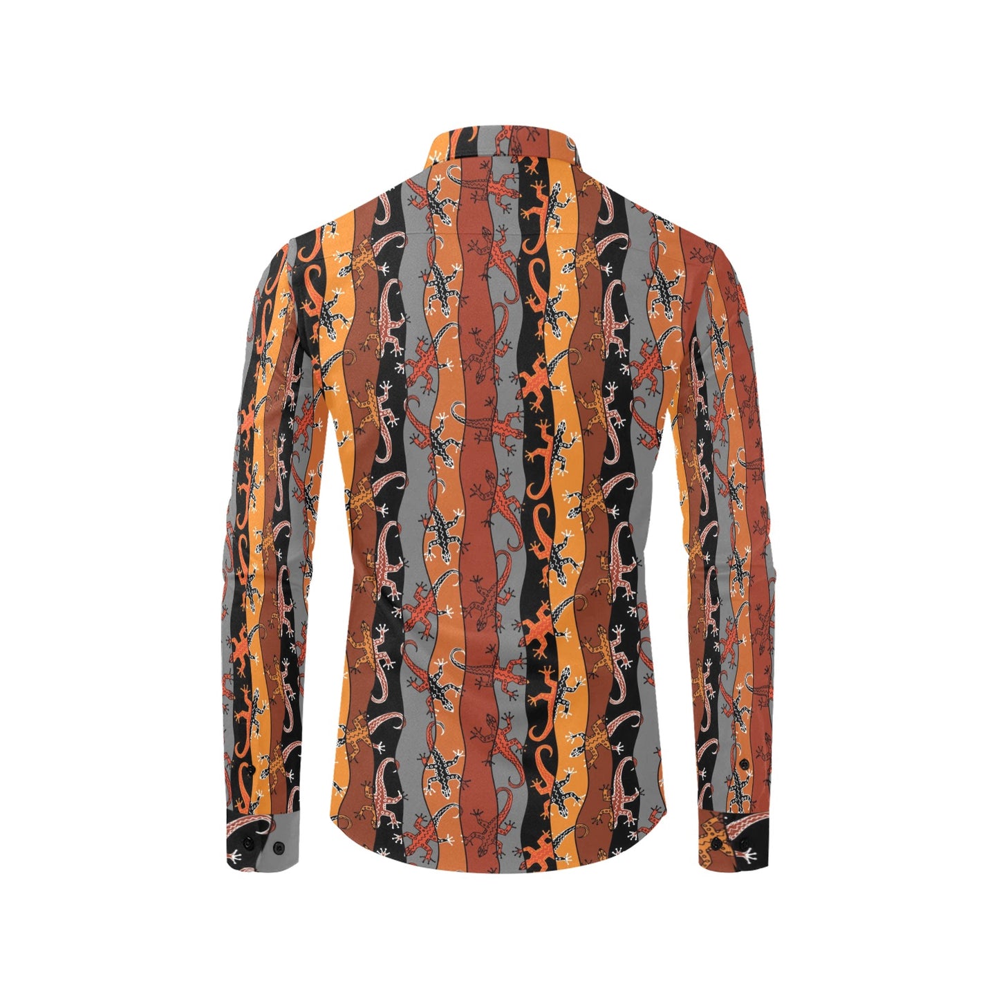 lizard Print Design LKS403 Men's Long Sleeve Dress Shirt