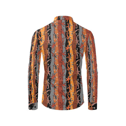 lizard Print Design LKS403 Men's Long Sleeve Dress Shirt