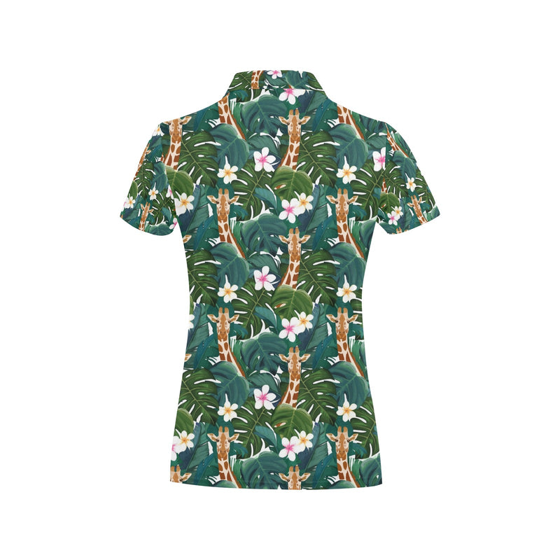 Giraffe Jungle Design Print Women's Polo Shirt