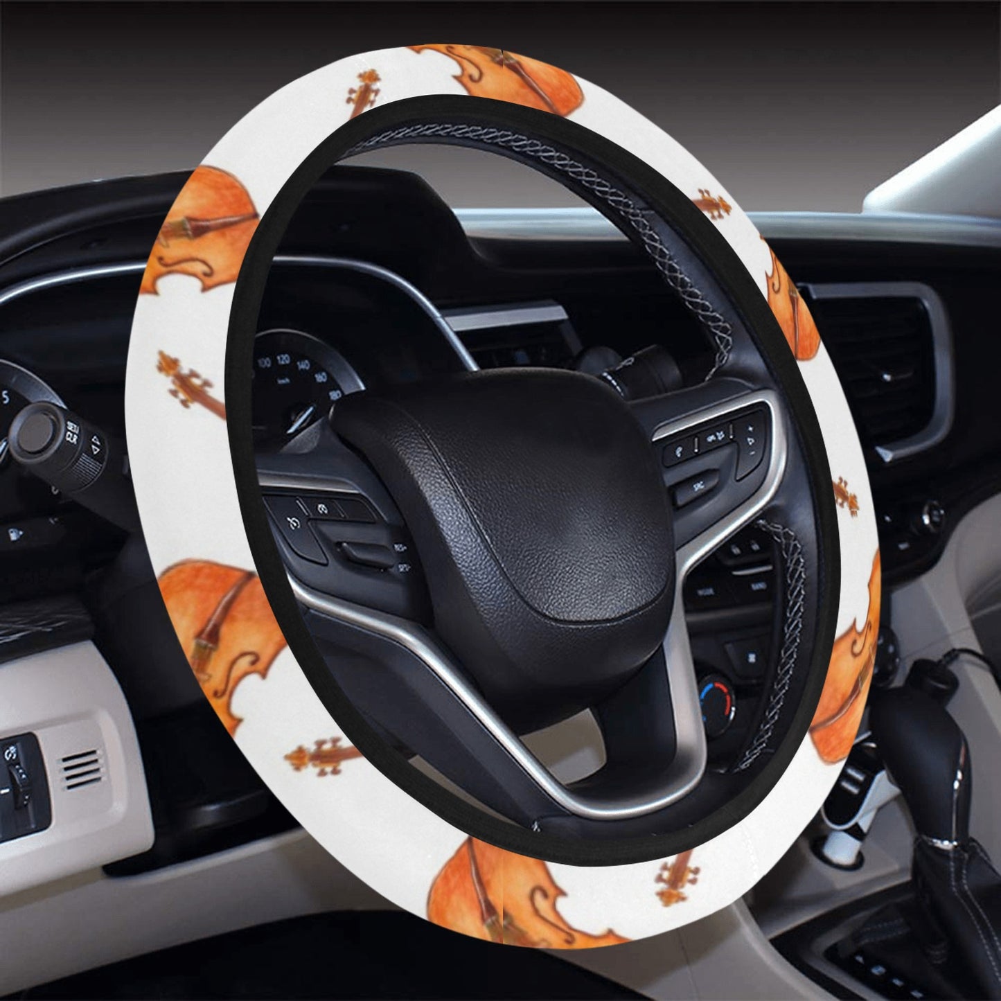 Violin Print Design LKS401 Steering Wheel Cover with Elastic Edge