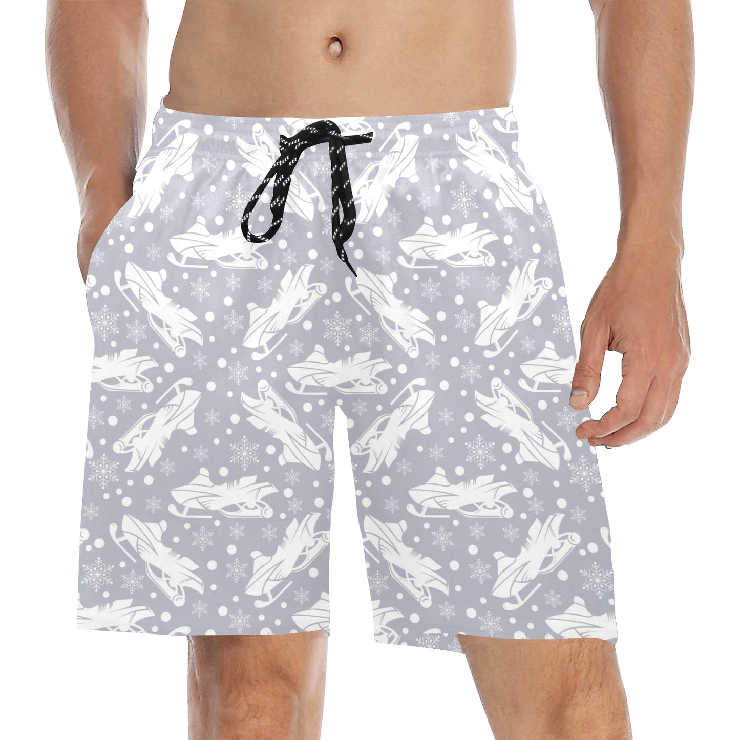 Snowmobile Print Design LKS302 Men's Swim Trunks Beach Shorts