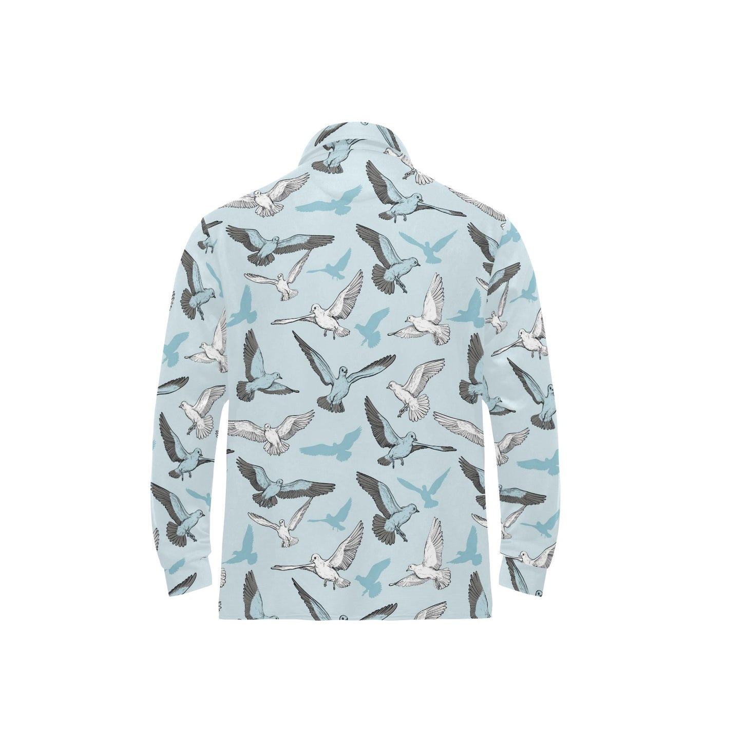 Pigeon Pattern Print Design 03 Long Sleeve Polo Shirt For Men's