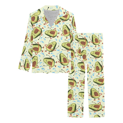 Avocado Pattern Print Design AC02 Women's Long Pajama Set