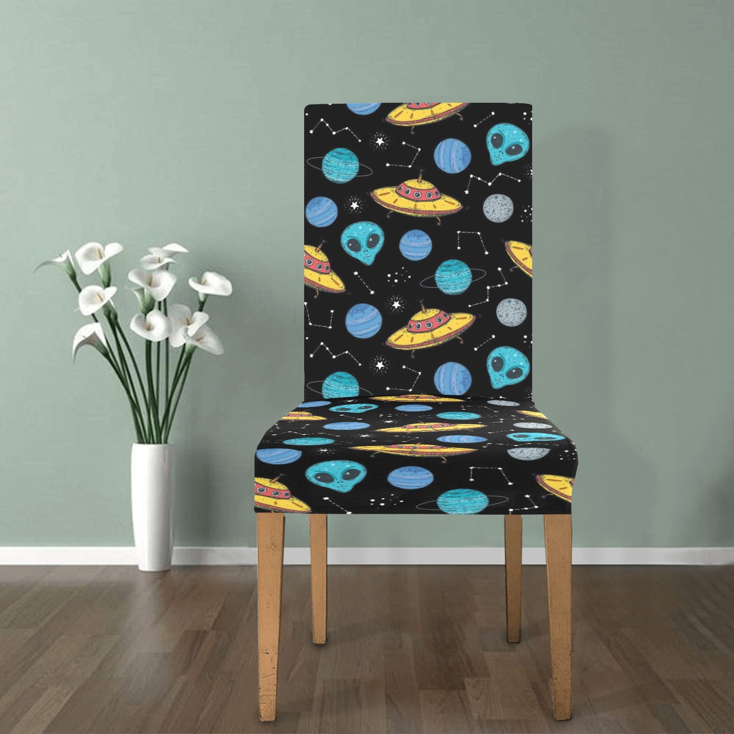 UFO Alien Print Design LKS306 Dining Chair Slipcover
