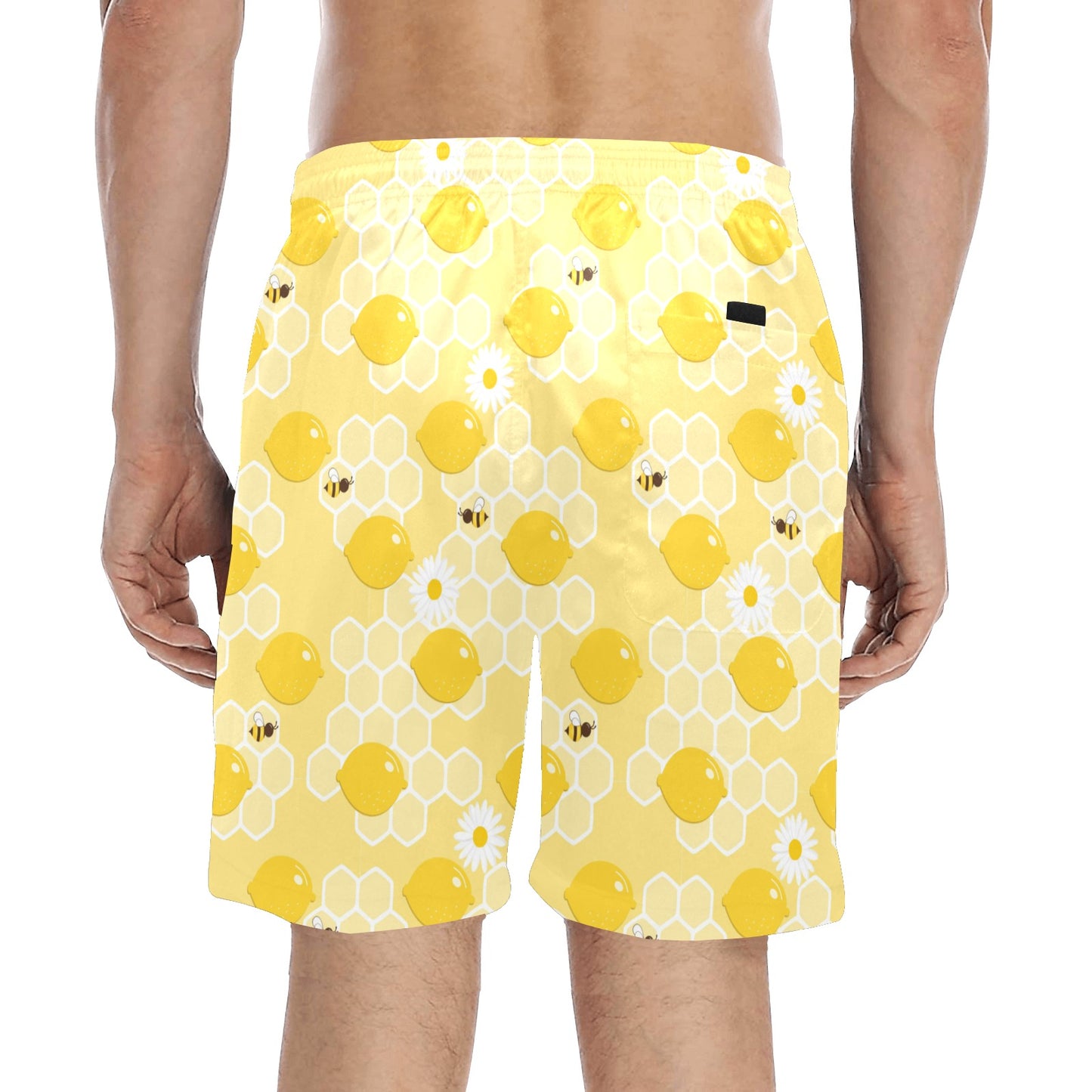 Honey Bee Honeycomb Print Design LKS3010 Men's Swim Trunks Beach Shorts