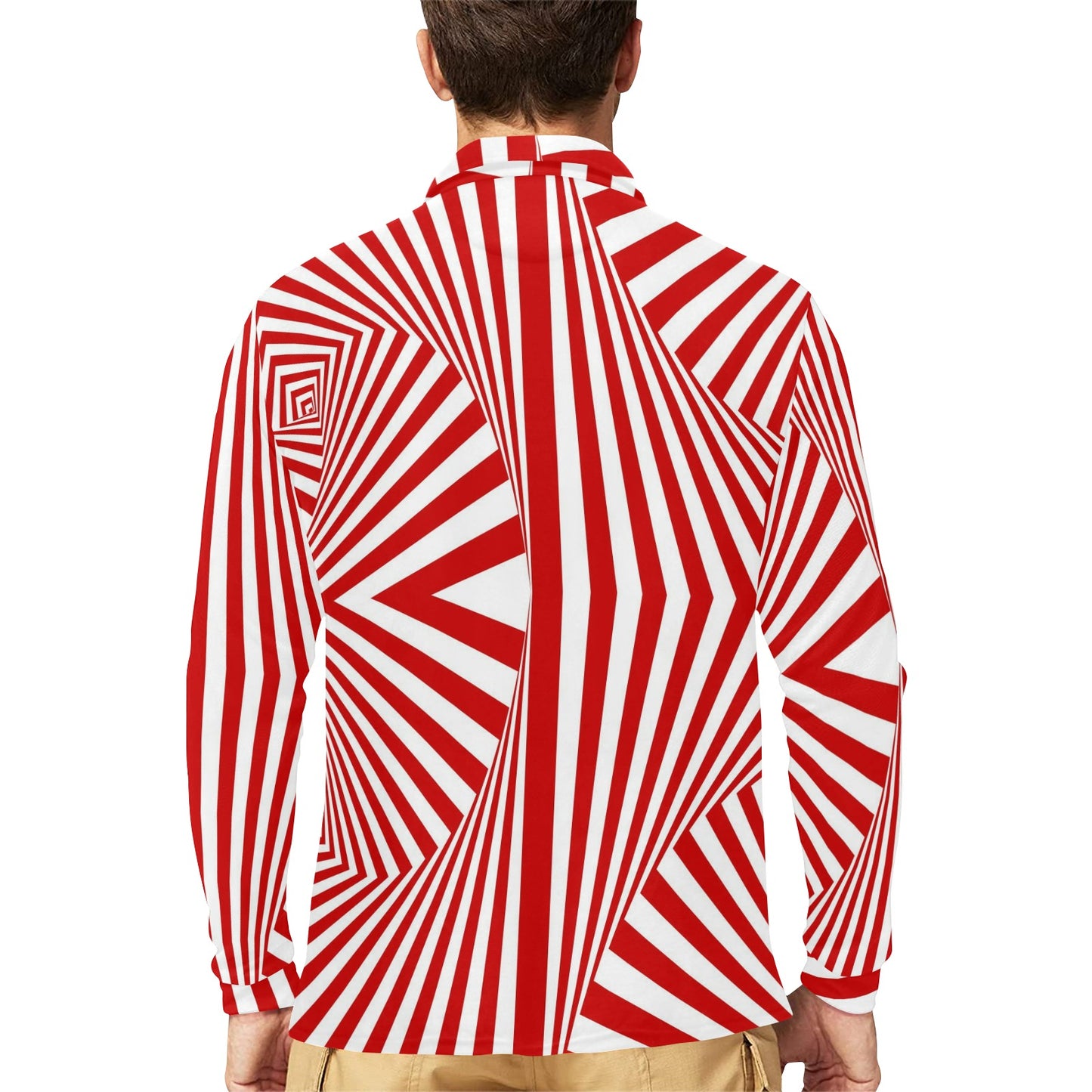 Vortex Print Design LKS304 Long Sleeve Polo Shirt For Men's